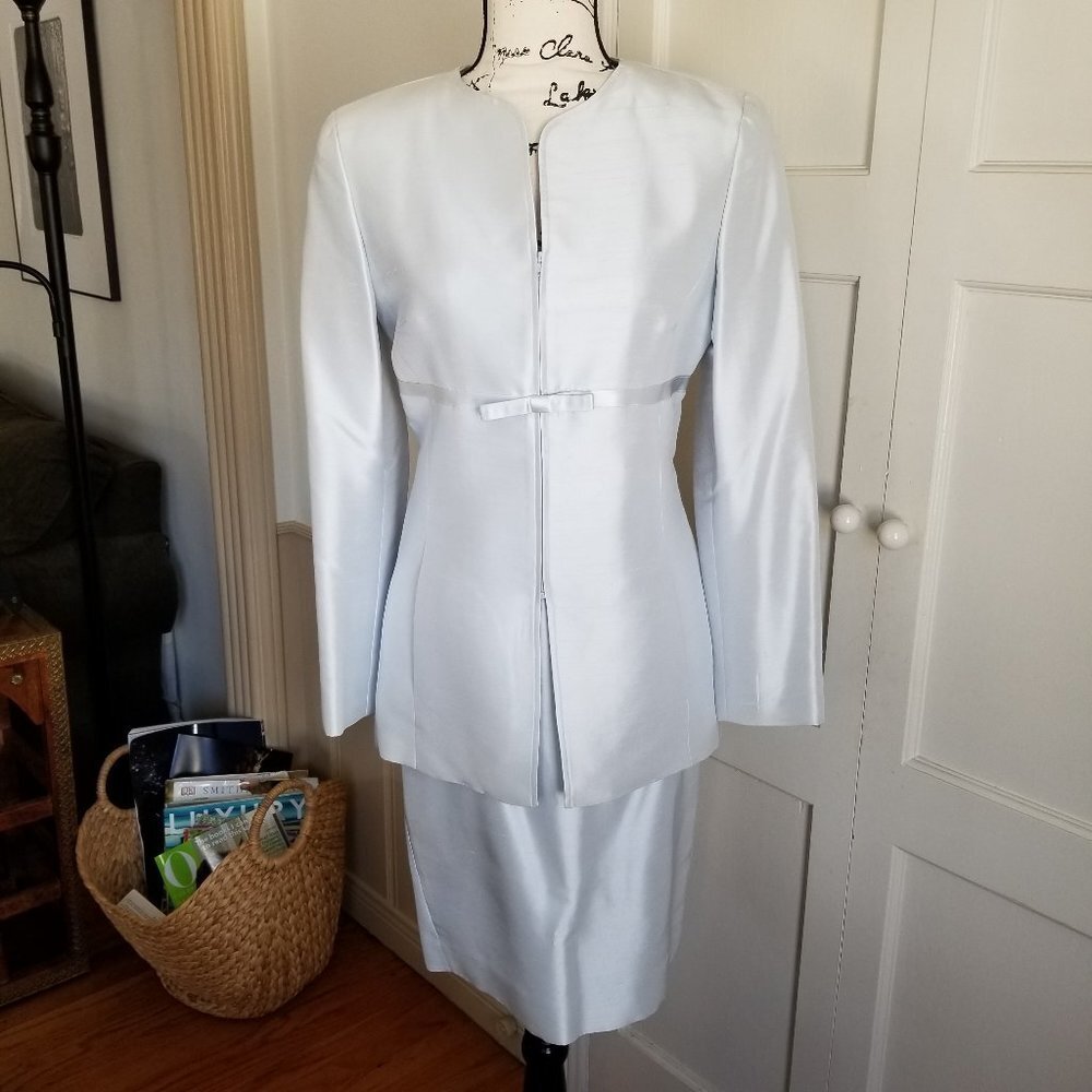 Noviello Bloom Suits Silver Shantung Silk Suit - Picture 14 of 14